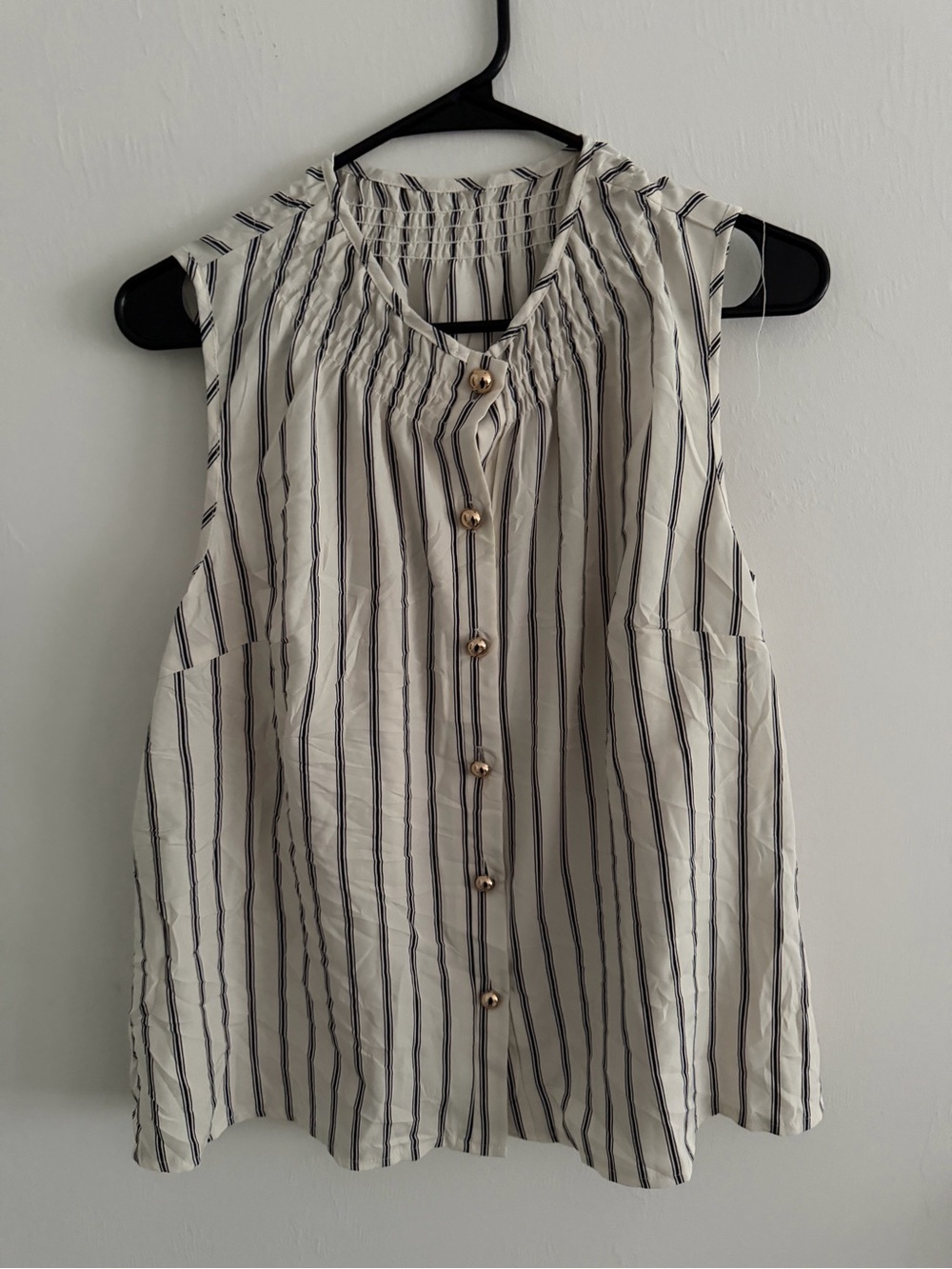Women’s Sleeveless Button-Front Striped Top - White/Black